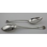 Two George III silver Old English tablespoons different makers, London 1776. Weight 4¼ oz approx
