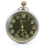 Military issue pocket watch by Helvetia. Engraved on the back "^ GS/TP 178549". Watch working when