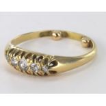 18ct Gold five stone Diamond Gypsy style Ring size M weight 3.0g