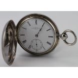 Gents silver full hunter pocket watch, hallmarked London 1866, the signed white dial by Webster with