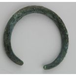 Bronze Age Halstatt Bronze Open Bracelet, C. 1200 - 800 B.C. Halstatt Culture Bronze Bracelet.