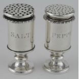 Indian Colonial silver Pepper and Salt (the Salt has a badly damaged top) . Both are marked on the