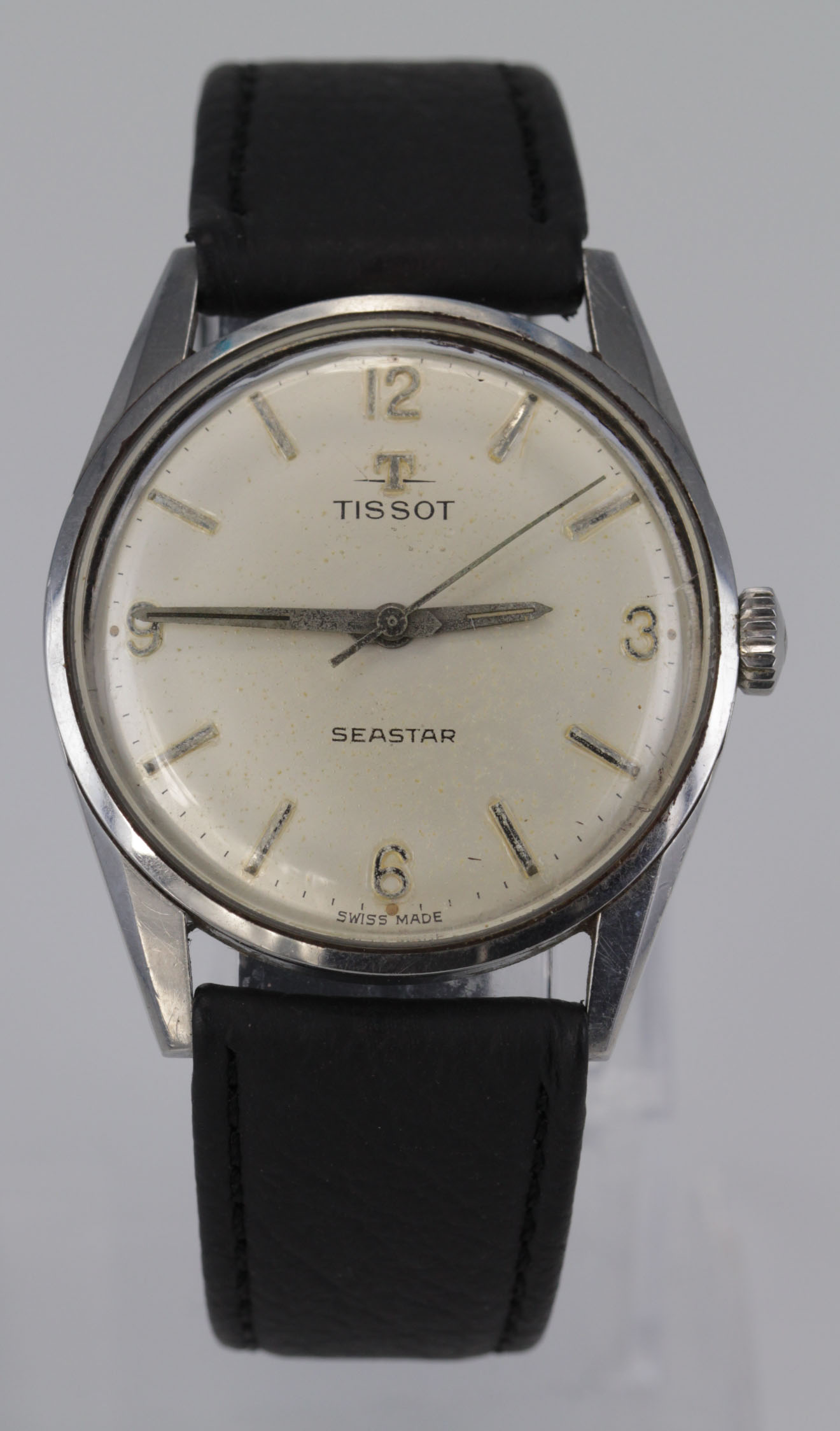 Gents stainless steel Tissot Seastar automatic wristwatch, on a later leather strap, watch working
