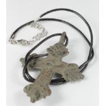 Crusaders Bronze Cross with Jesus Christ, ca. 1300 AD, cast cruciform pendant depicting crucified