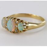 18ct Gold Opal and Diamond Gypsy style Ring size J weight 3.3g