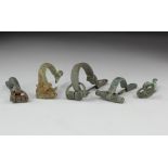 Lot of 5 Celtic and Roman Bronze Brooches, ca. 200 - 400 A.D. . Knee, Trumpet and other brooches.