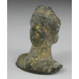 Roman Gilded Bronze Female Bust, C. 250 - 300 AD Hollow cast bronze bust of Faustina (possibly) with