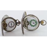 Two Hebdomas 8 day silver cased pocket watches, both not working when catalogued