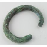 Bronze Age Halstatt Bronze Open Bracelet, C. 1200 - 800 B.C. Halstatt Culture Bronze Bracelet.