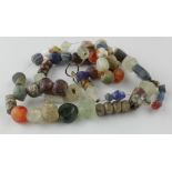 Viking Glass and Stone Necklace, ca. 900 - 1100 AD. Nice colours; modern string - wearable