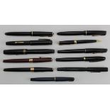 Fountain pens, A collection of ten fountain pens, including Parker, Swan etc., plus a Parker