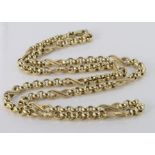 14ct yellow gold belcher and figure of eight chain necklace, weight 16.6g