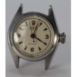 Ladies Rolex Oyster Precision stainless steel cased wristwatch circa 1950s. The cream dial baton /