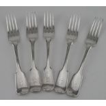 Five Silver forks all hallmarked London 1852 by William Robert Smily. approx 12.8oz