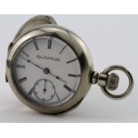 Gents open face pocket watch by Elgin circa 1893. The signed white dial with black roman numerals