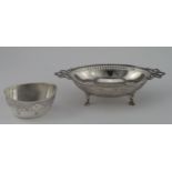 Victorian silver Salt dish and silver Bonbon Dish hallmarked, respectively, London 1886 and