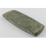 Bronze Age Flat Axe , C. 1200 - 800 B.C. Cast bronze thin butted flat axe blade. Extremely fine