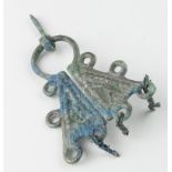 Viking Penannular Brooch, ca.1000 - 1300 AD, omega brooch with attached two triangular, decorated