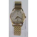 Gents 9ct cased Omega wristwatch circa 1950/52 (serial number 12995080) the cream dial (needs