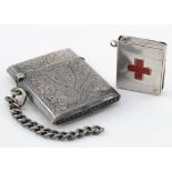 Silver vesta case hallmarked Chester 1900 along with a Red Cross related stamp holder hallmarked