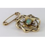 15ct yellow gold opal and seed pearl brooch, weight 5.8g.