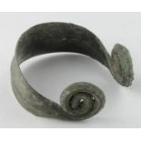 Viking Bracelet with Coiled Terminals, ca. 900 - 1100 AD. Solid cast body with decorative