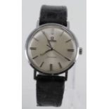 Gents Omega seamaster automatic. The silvered dial with silver baton markers. In VGC and working