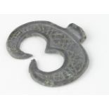 Viking Lunar Amulet, ca. 900 AD, rare flat section pendant shaped as mootn crescent; each terminal