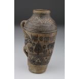 Indus Valley Pottery Twin-handled Jar, C. 3300 - 2000 B.C. Harappan Culture Terracotta Tall Jar with