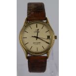 Gents Omega Seamaster Quartz wristwatch circa 1982 (serial number 45223741). The gilt dial with gilt