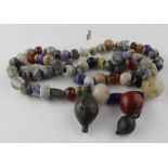 Viking Glass and Stone Necklace, ca. 900 - 1100 AD. Nicely coloured beads; including some carnelian;