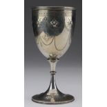 Victorian silver goblet with engraved decoration, hallmarked London 1870 by Elkington & Co (