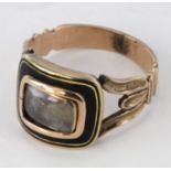 Yellow metal (tests 9ct) Hair filled Memorial Ring inscribed to William Mason 1819 size P weight 3.