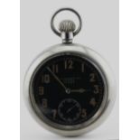 World War I, British military open faced pocket watch by H. Williamson Ltd, The black dial with