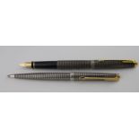 Silver Parker Cisele fountain pen & ballpoint pen set, both stamped 'Sterling 925 France'