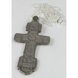 Post Medieval Decorated Cross Pendant, ca. 1700 AD, flat section cruciform pendant with integral