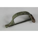 Roman Inscribed Aucisa Type Fibula , C. 200 A.D. Complete original condition with pin intact.