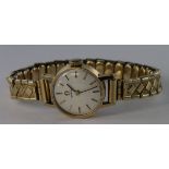 Ladies 9ct cased Omega wristwatch circa 1962 (Serial number 19593006). on a non gold expandable