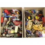 Diecast. A large collection of diecast cars etc. (two boxes)