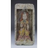 Chinese Northern Wei Dynasty Painted Brick , Circa 386-535 - Large Ancient Chinese Terracotta