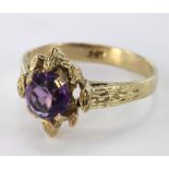 9ct Gold Amethyst Ring size P weight 4.3g