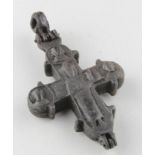 Large Byzantine Reliquary Cross, ca. 1200 AD, cast cruciform pendant; made of two parts attached
