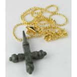 Viking Decorated Bronze Cross, ca. 900 - 1100 AD, cast bronze cruciform pendant with integral