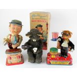 Clockwork. Three Clockwork toys comprising 'Mr Fox the Magician with the Magical Disappearing