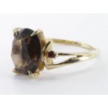 14ct Gold Smoky Quartz Ring size N weight 3.9g