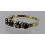 9ct yellow gold sapphire and diamond half eternity ring, size P, weight 2.2g.