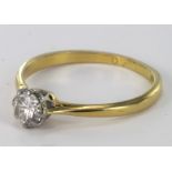 18ct/Plat. Solitaire Diamond Ring approx 0.30ct weight size N weight 2.2g