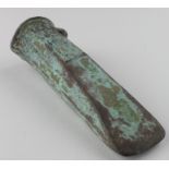 Bronze Age Socketed Axe with Loop, C. 1200 - 800 B.C. Hollow cast bronze axe head with integral