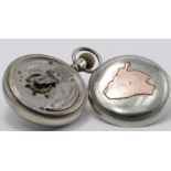 PS Bartlett Waltham silver ? pocket watch, the signed white dial with black arabic numerals and