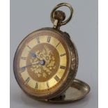 Ladies 9ct gold ladies fob / pocket watch. Import marks for London 1912. The circular floral /